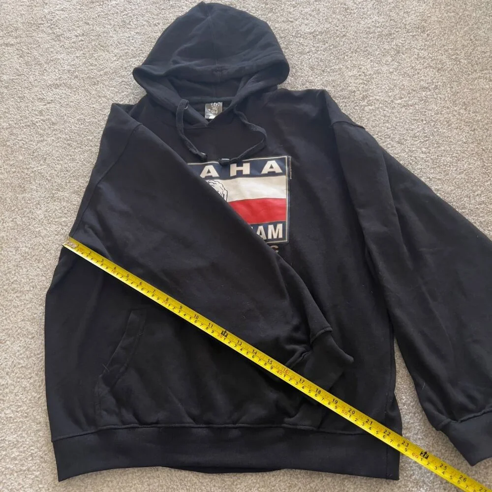 Vintage Praha Drinking Team Czech Republic Graphic Black Hoodie Sweatshirt M - Picture 6 of 6